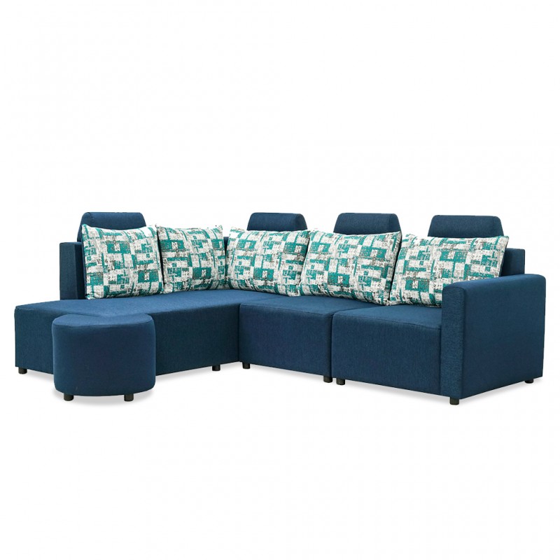 Angelo Corner LHFChaise+RHF 3S+Ottoman D.Blue Angelo Corner LHFChaise+RHF 3S+Ottoman D.Blue