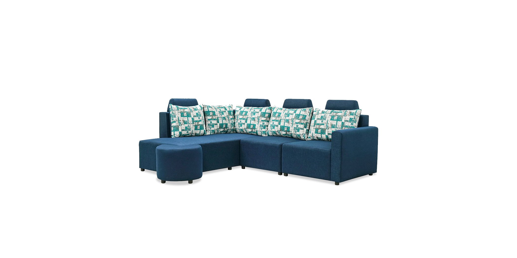 Angelo Corner LHFChaise+RHF 3S+Ottoman D.Blue