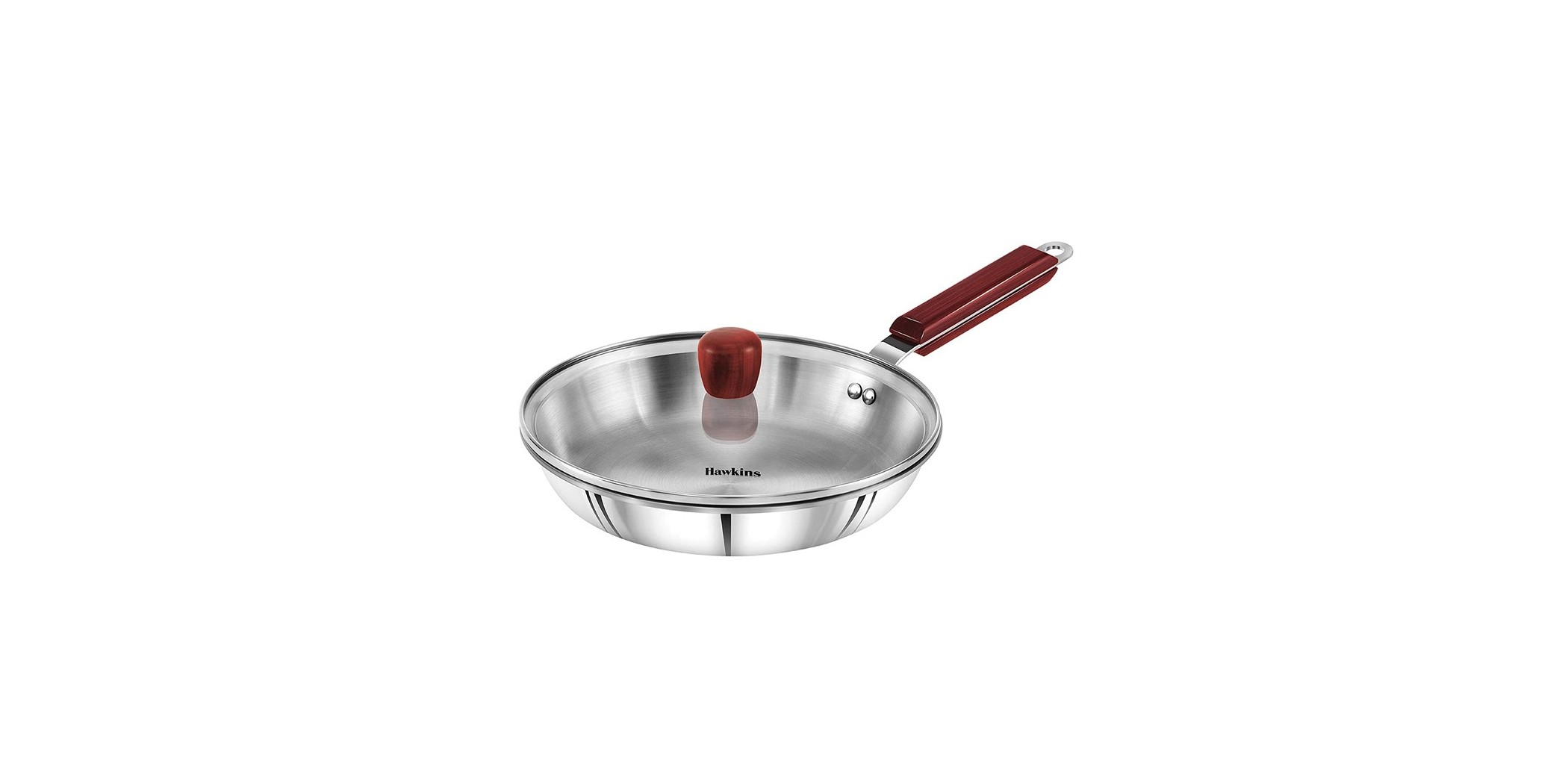 Hawkins SSF26G/26cm Tri Ply S/S Frying Pan With Glass Lid