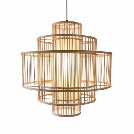 Shallow Drum Bamboo Pendant Lamp 50x50cm