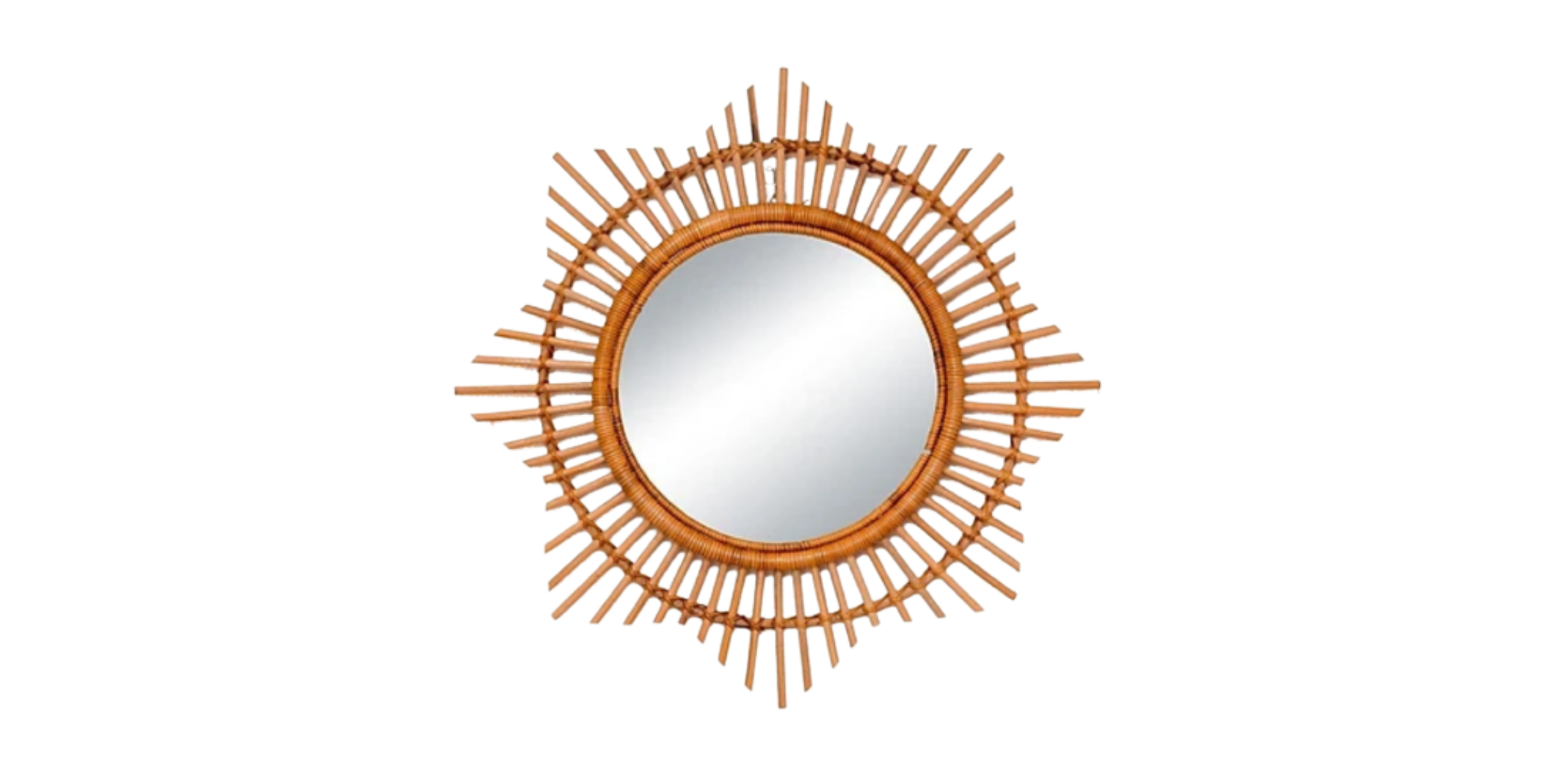Circle Rattan Wall Mirror D30 cm