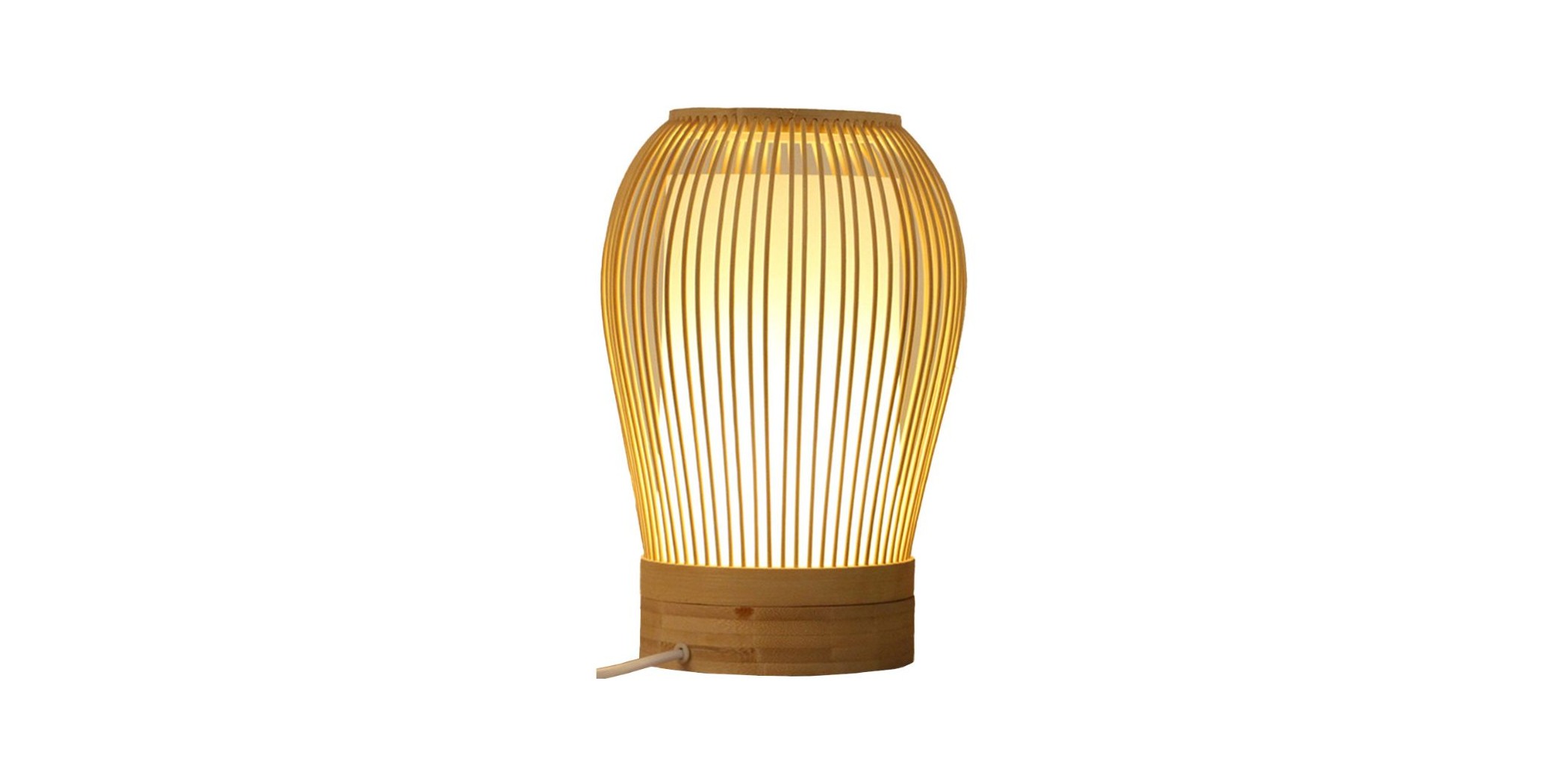 Oval Bamboo Desk Lamp 18x18x26cm with Cable Ref CD-T077