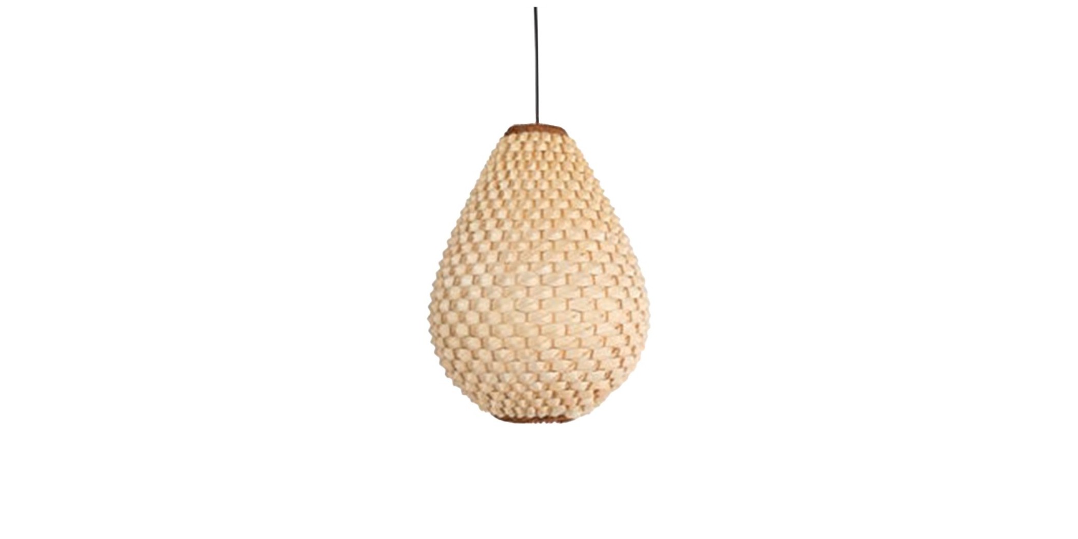 Oval Bamboo Pendant lamp 30x42cm with Cable