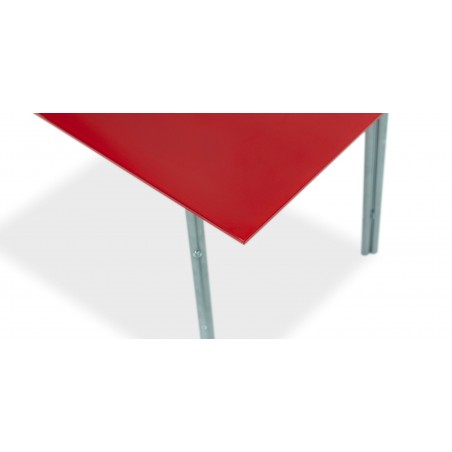 Laurenza Table and 4 Chairs Metal/Red Glass