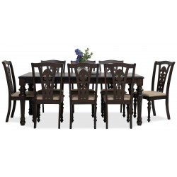 Hilton Table and 8 Chairs Dark Walnut Rubberwood