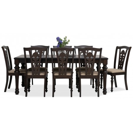 Hilton Table and 8 Chairs Dark Walnut Rubberwood