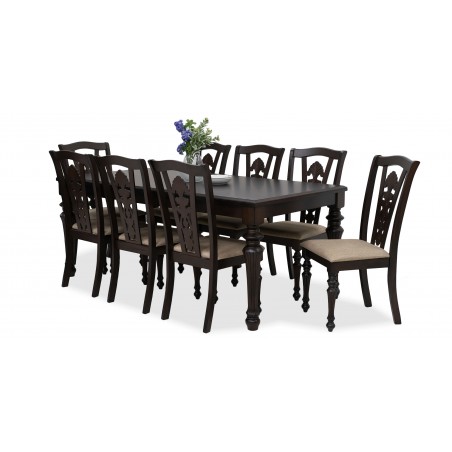 Hilton Table and 8 Chairs Dark Walnut Rubberwood