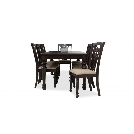Hilton Table and 8 Chairs Dark Walnut Rubberwood