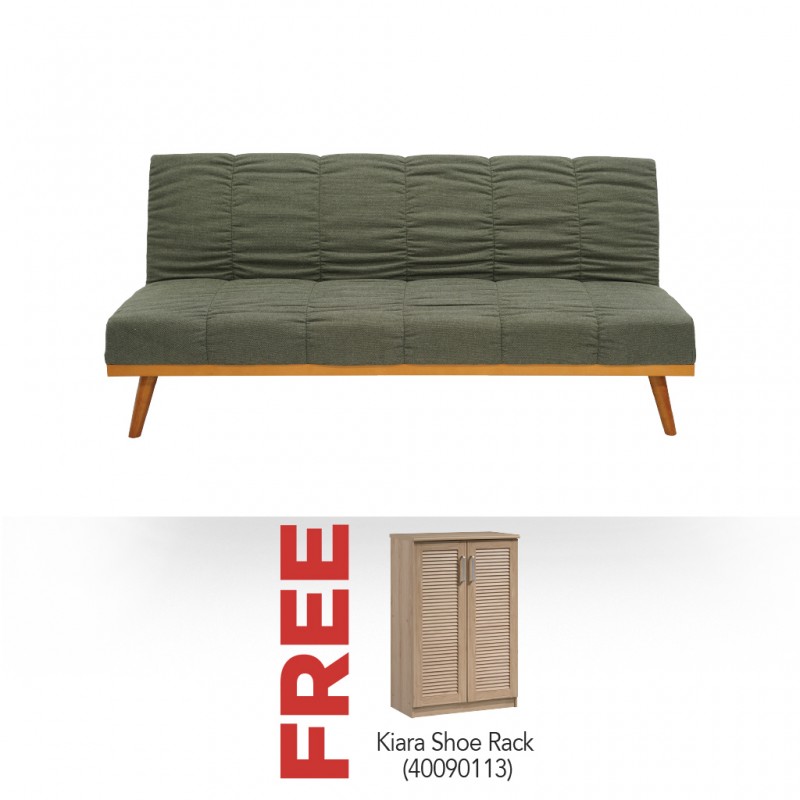 Hunt Sofa Bed Dark Grey Green & Free Kiara Shoe Rack 2 Doors Melamine