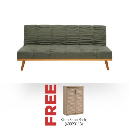 Hunt Sofa Bed Dark Grey Green & Free Kiara Shoe Rack 2 Doors Melamine