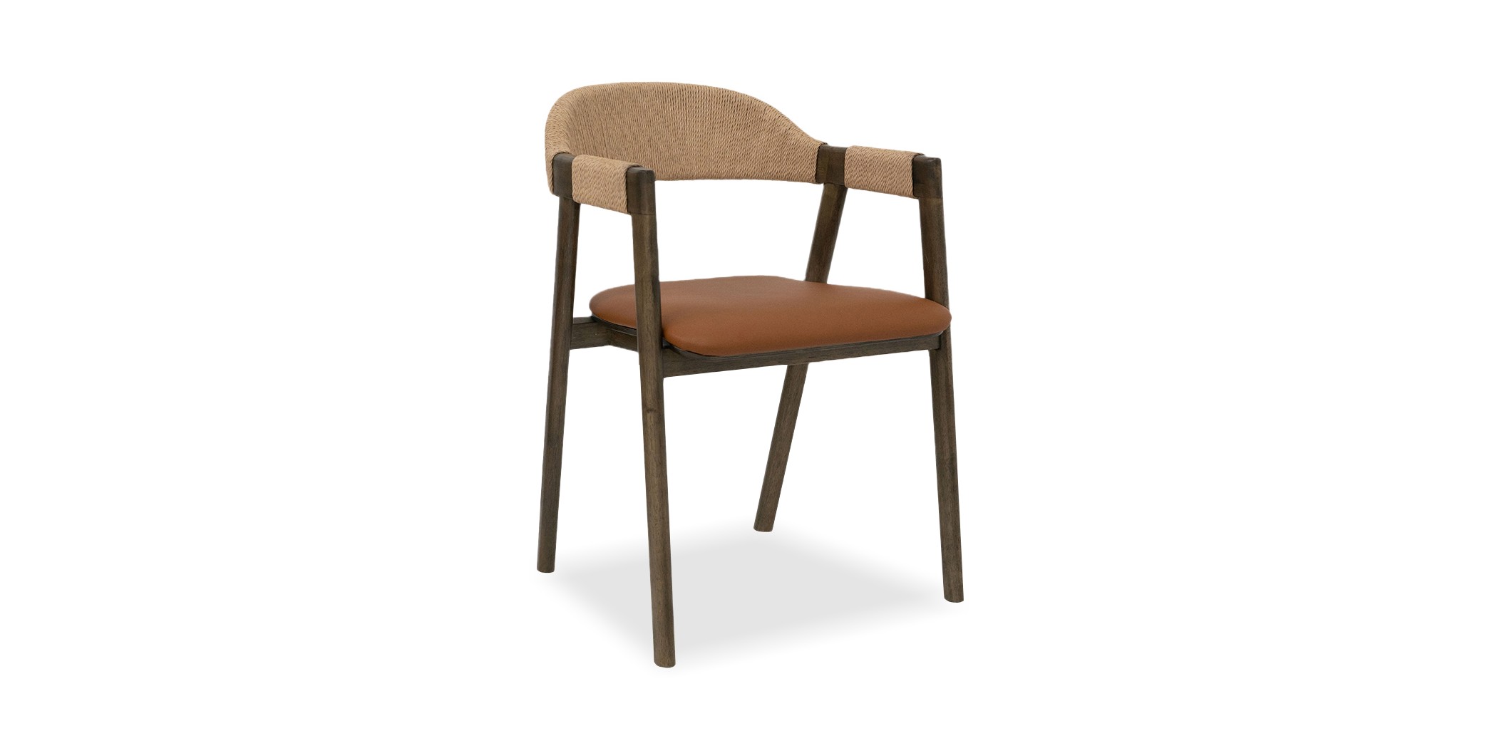 Jenson Dining Chair Tanleather and Dark stain