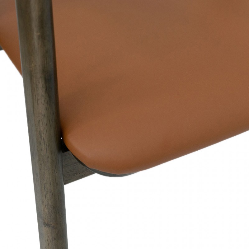 Jenson Dining Chair Tanleather and Dark stain