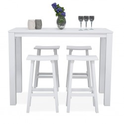 Matzo Bar Table With 4 Bar Stools Matte White