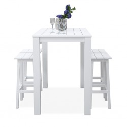 Matzo Bar Table With 4 Bar Stools Matte White