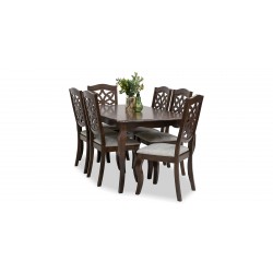 Toerra Table and 6 Chairs Rubberwood Black Cherry