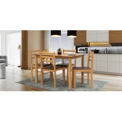 Wald Table & 4 Chairs Natural/Mocha (Seat)