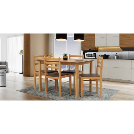 Wald Table & 4 Chairs Natural/Mocha (Seat)