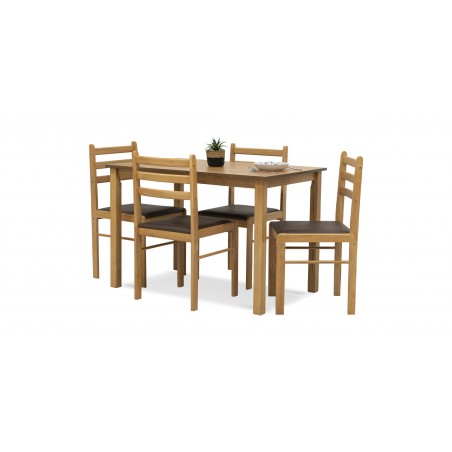 Wald Table & 4 Chairs Natural / Mocha Seat