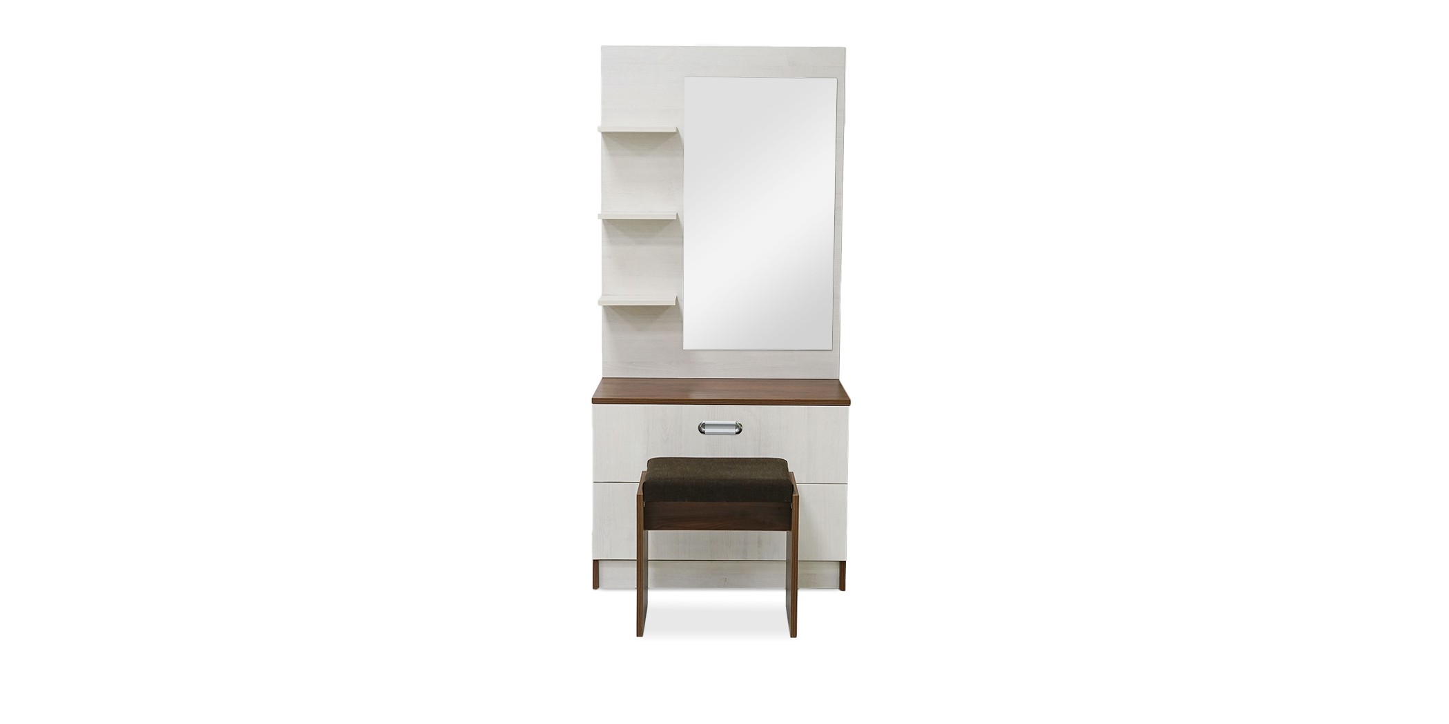 Barcelona Dressing Table and Pouf White Ash and Dark Walnut