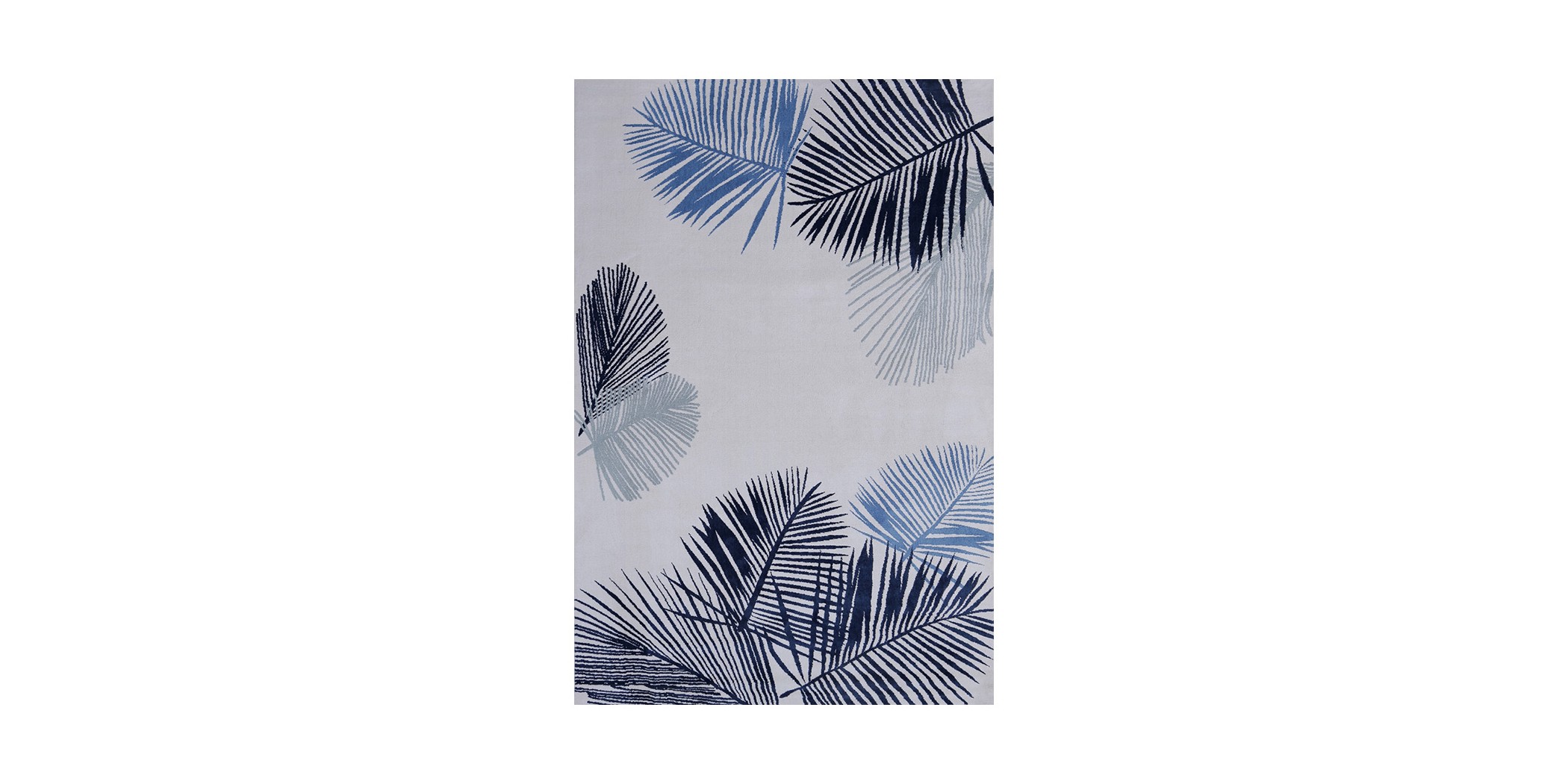 Rug 160x230 cm Blue & White Leaf