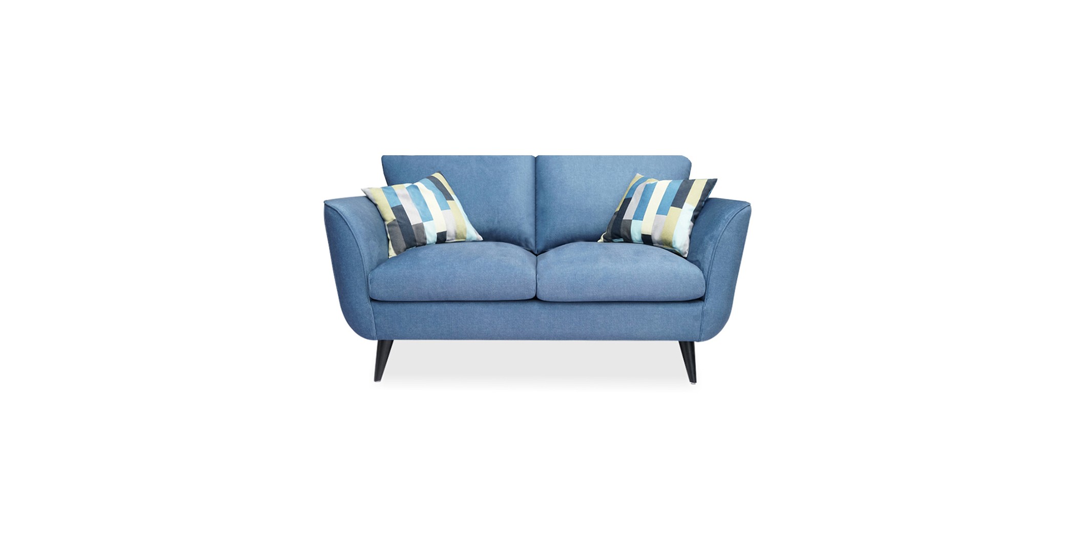 Kazaar 2 Seater Fabric Denim Col W/2 Accent Pillow