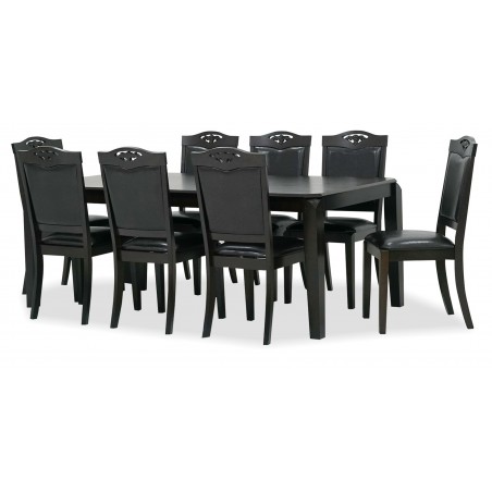 Kuka Table and 8 Chairs PU Dark Brown