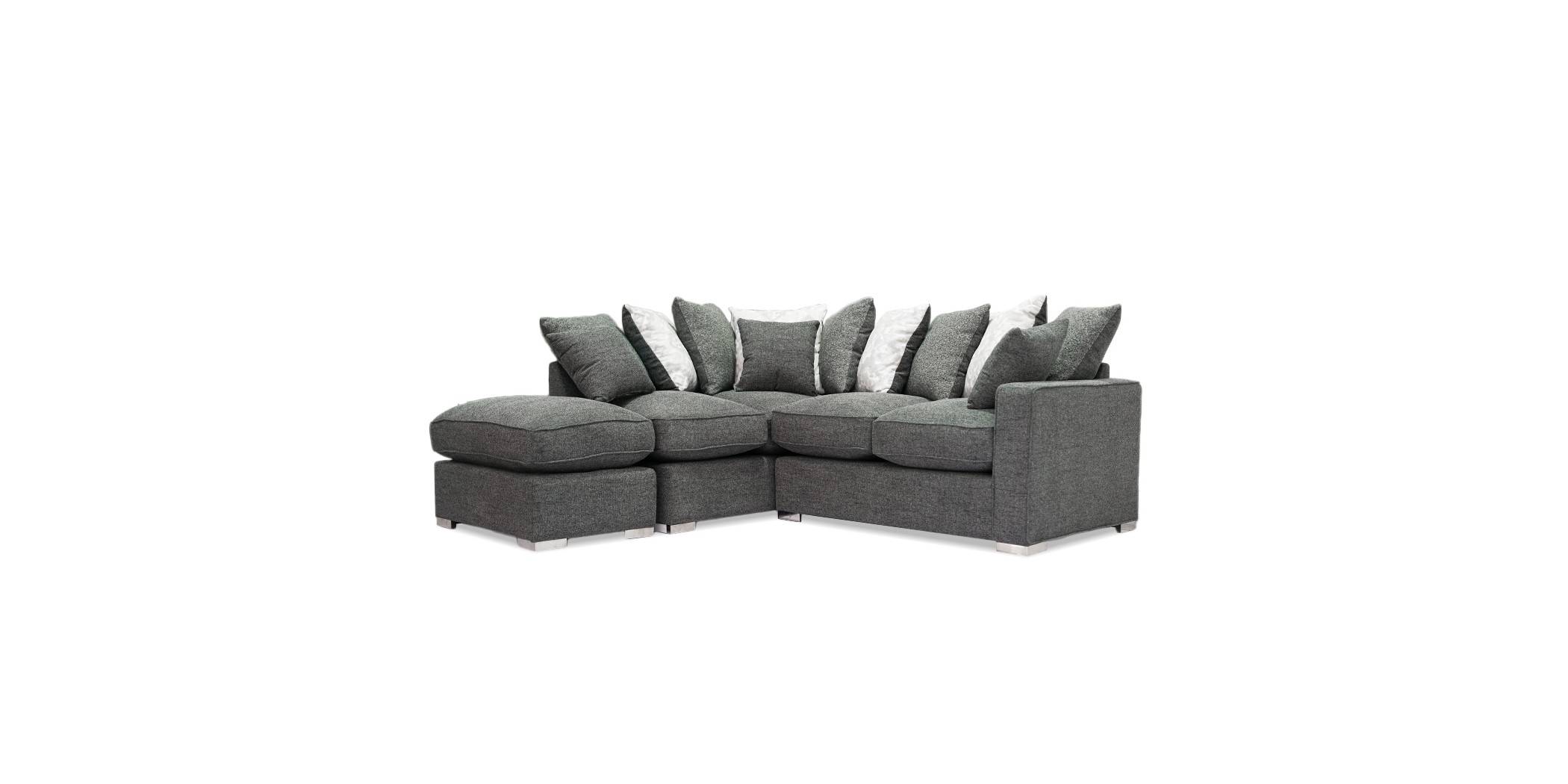 Chicago LHF Chaise + RHF 3S + Ottoman in Gun Grey Col