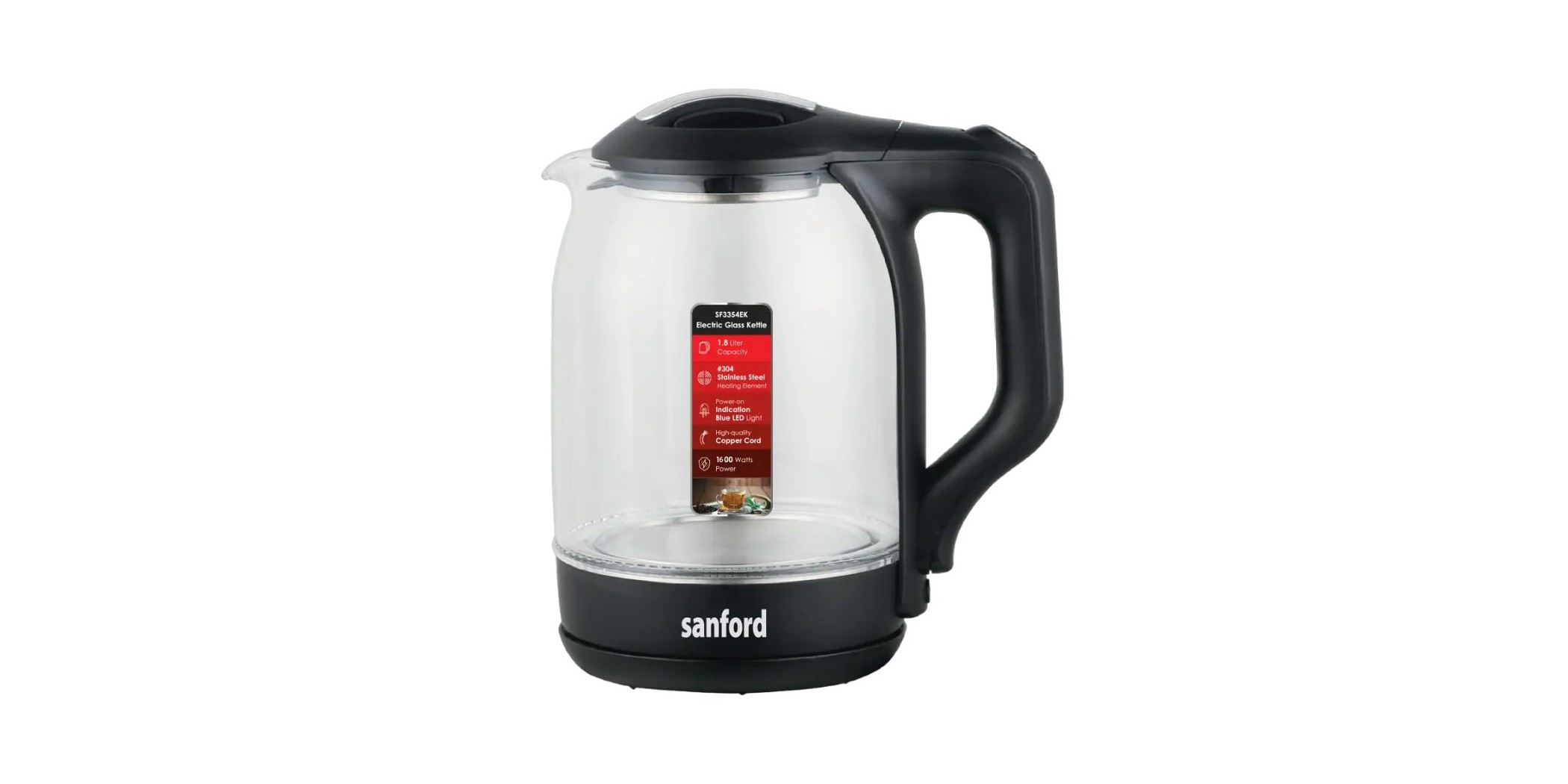 Sanford SAN278 SF3354EK-Black 2YW 1.8L Glass	Kettle