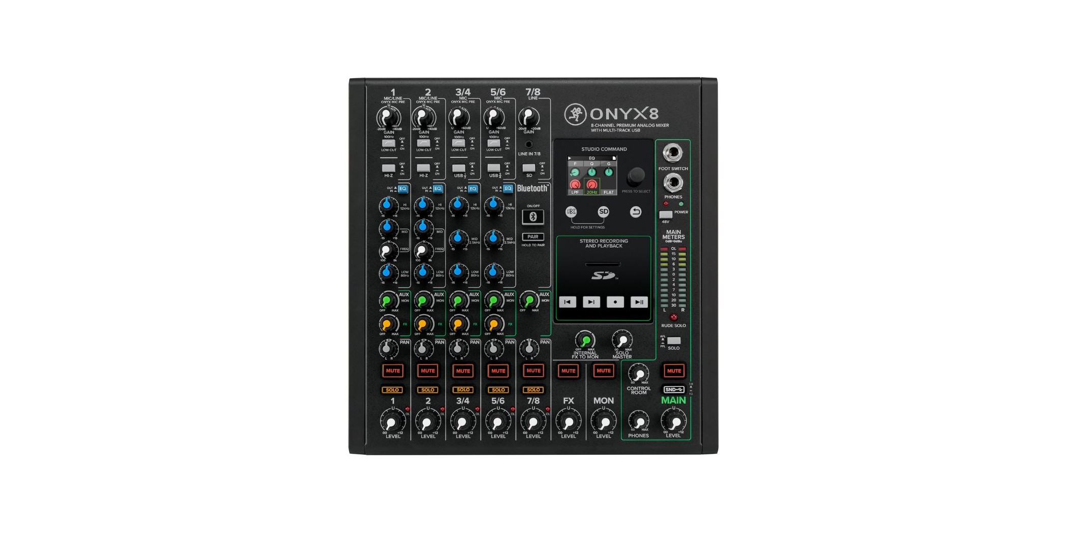 Mackie 2051990-01 Onyx8 8-Channel Mixer Analog Premium With Multi-Track Eu