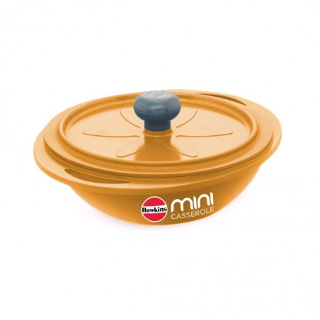 Hawkins MCRY75 0.75L Round Die Cast Yellow Non Stick Mini Ceramic Casserole With Glass Lid