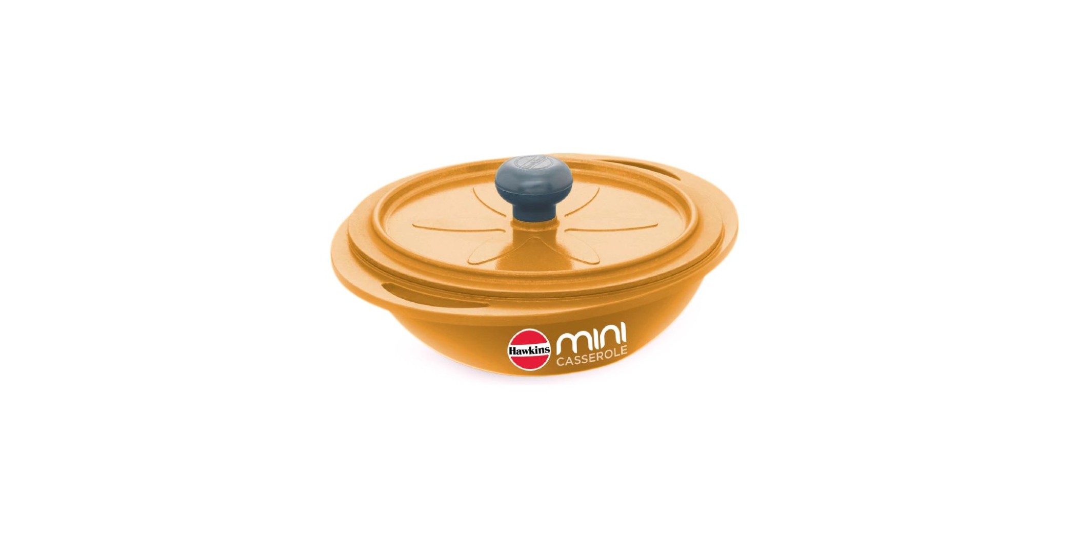 Hawkins MCRY75 0.75L Round Die Cast Yellow Non Stick Mini Ceramic Casserole With Glass Lid