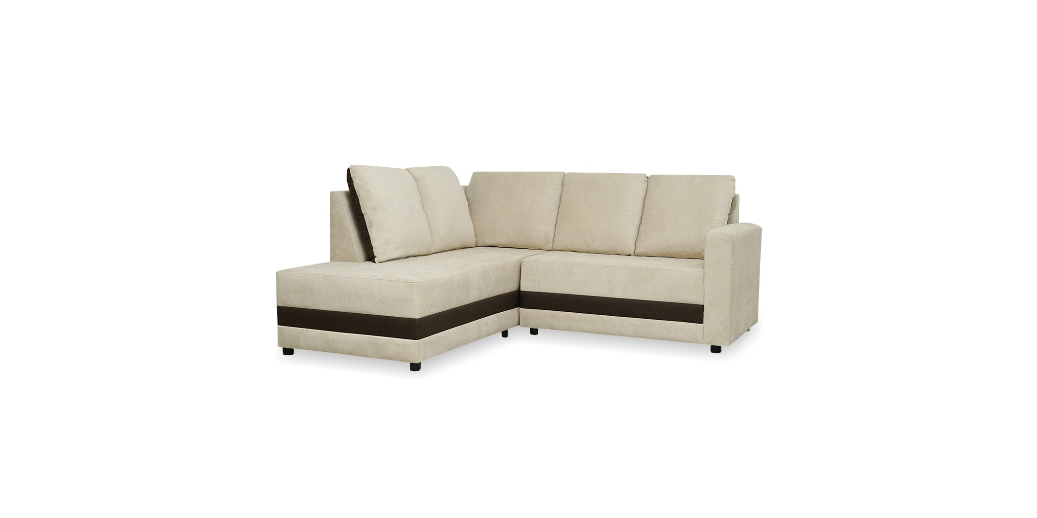 Oslo LHF Chaise+RHF 2 Seater Beige & Brown Fabric